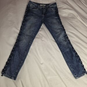 Mavi Denim Straight Leg Jeans with Eyelet Details